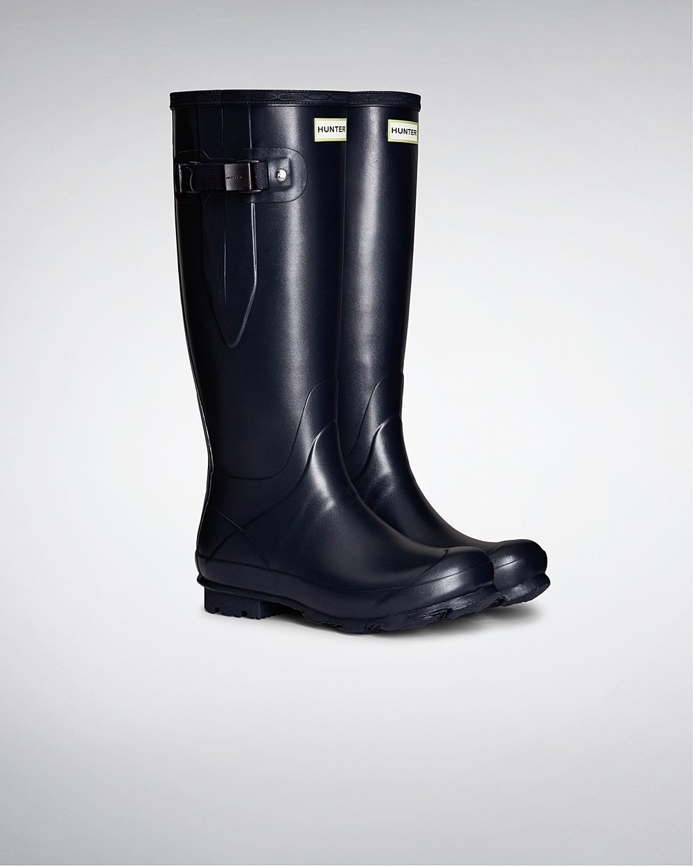 Women Hunter Norris Field Side Adjustable | Tall Rain Boots Navy | NZ-27439-AKBS